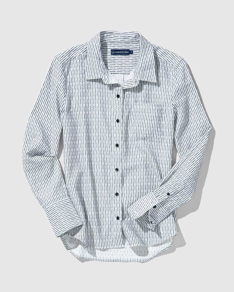 Organic Dobby Stripe Button Down