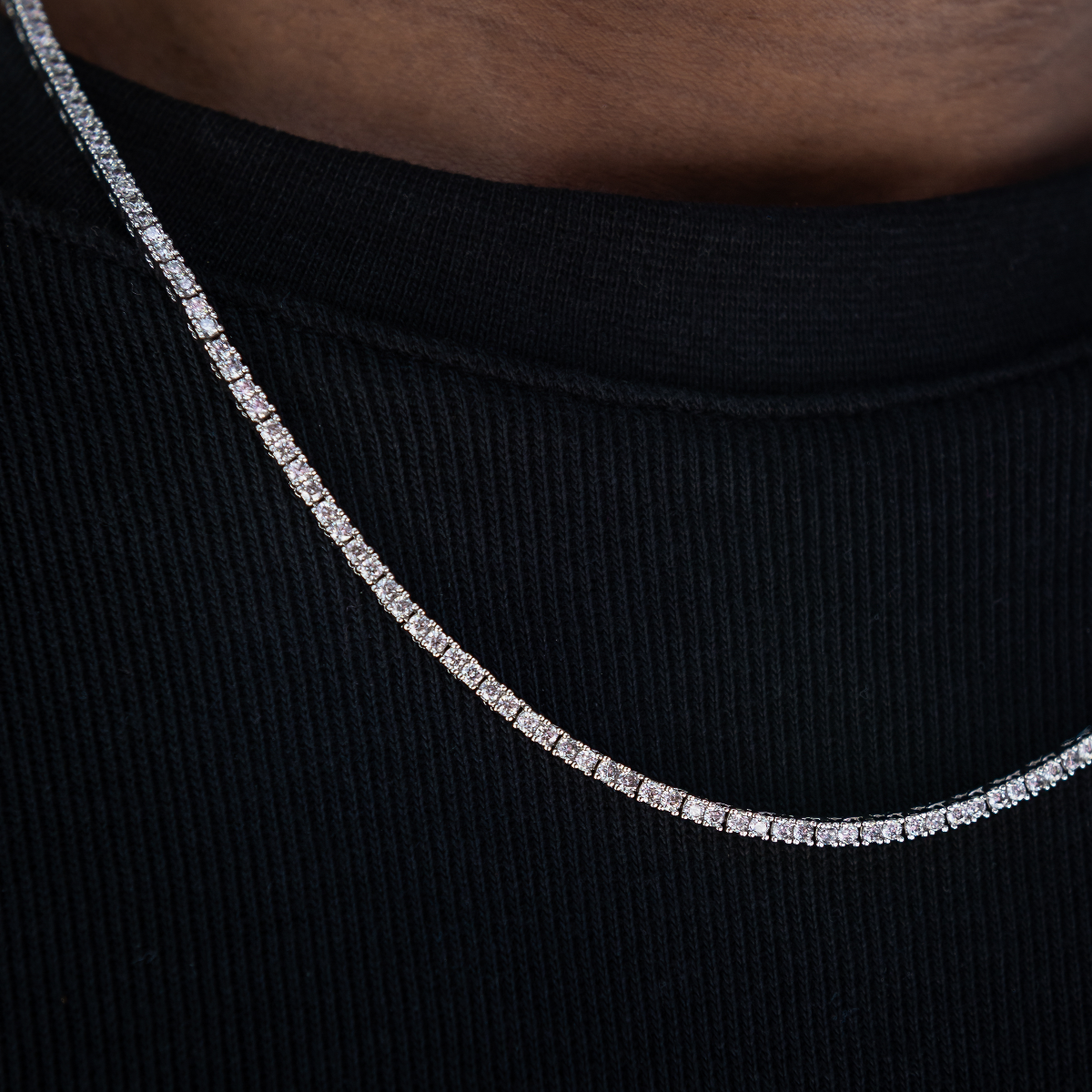 GLD Diamond Tennis Chain in White Gold- 2mm