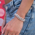 GLD Diamond Cuban Link Bracelet in White Gold - 12mm