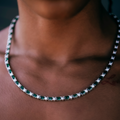 Emerald Baguette Tennis Necklace in White Gold - 4mm