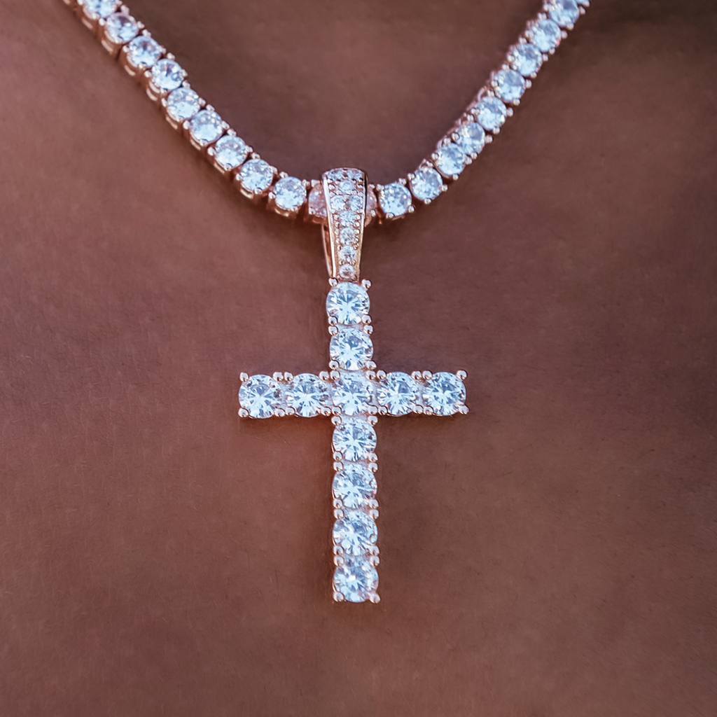 Diamond Cross Pendant in Rose Gold