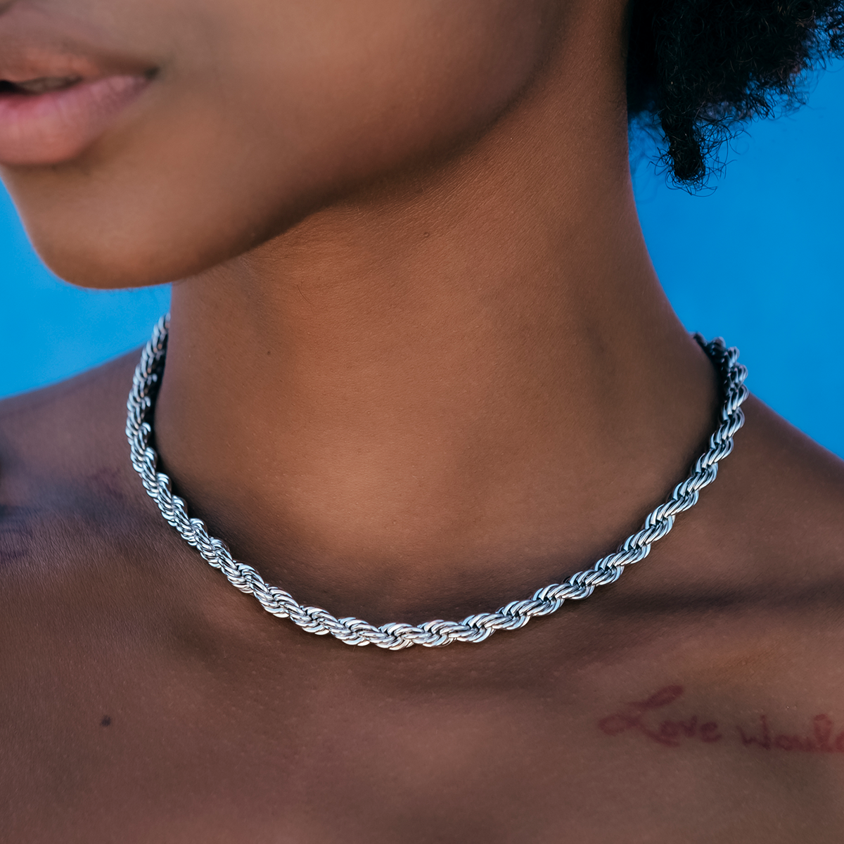 GLD Rope Necklace in White Gold- 6mm