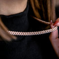 GLD Micro Diamond Prong Cuban Necklace in Rose Gold - 6mm