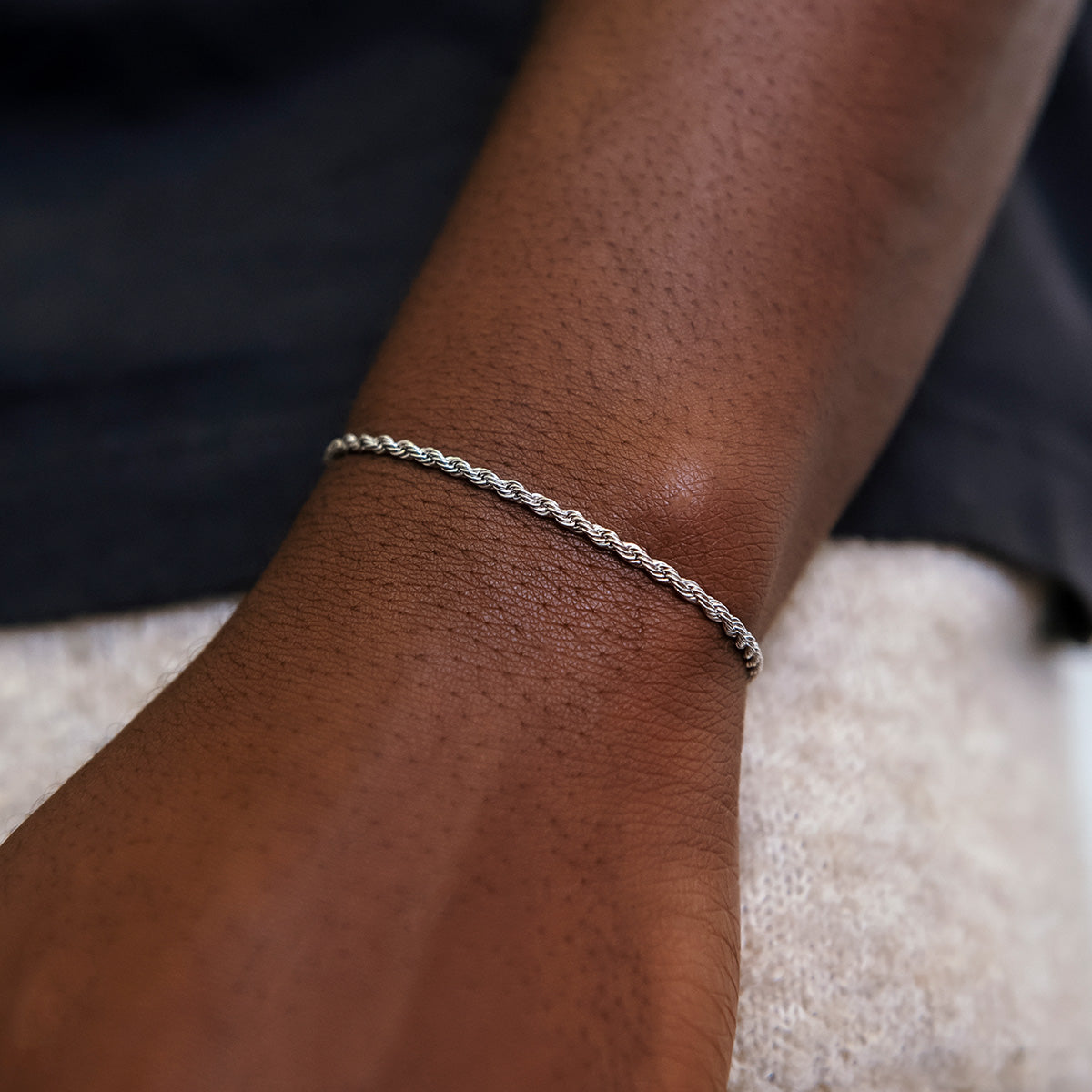 GLD Rope Bracelet in White Gold- 2mm