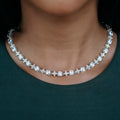 Round Stone Star Tennis Necklace in White Gold - 8mm