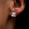 GLD 7mm Princess Cut Diamond Stud Earrings in White Gold