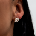 GLD 8mm Princess Cut Diamond Stud Earrings in Yellow Gold