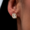 GLD 10mm Cushion Cut Earrings in Yellow Gold