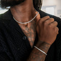Adjustable Rope Chain + Bracelet Bundle in White Gold - 4mm
