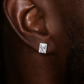 GLD Baguette Micro Clustered Tennis Earrings in White Gold