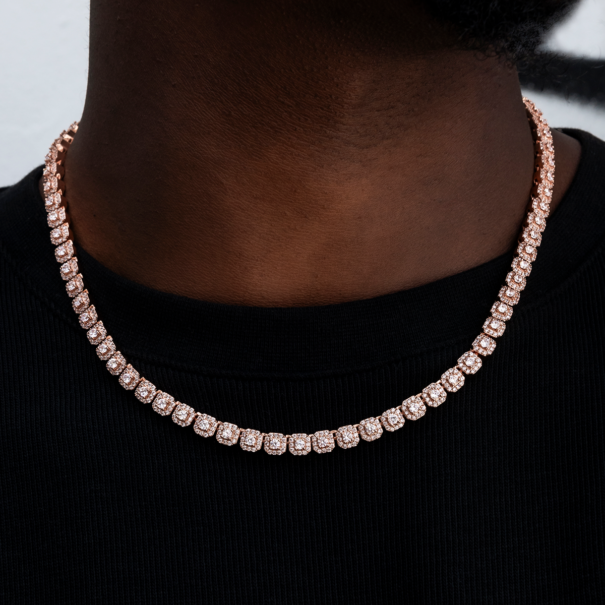 GLD Micro Clustered Tennis Chain in Rose Gold