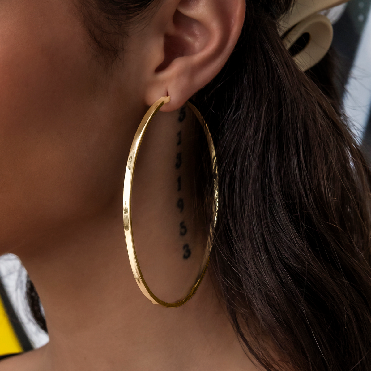 GLD Polished Round Hoop Earrings in Yellow Gold