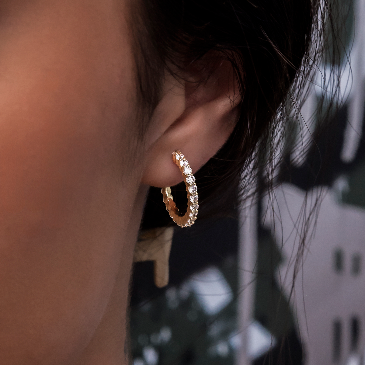 GLD Eternity Hoop Earrings in Yellow Gold-2MM