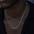 Emerald Diamond Micro Tennis Chain in White Gold