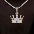 Multicolor Crown Pendant in Yellow Gold