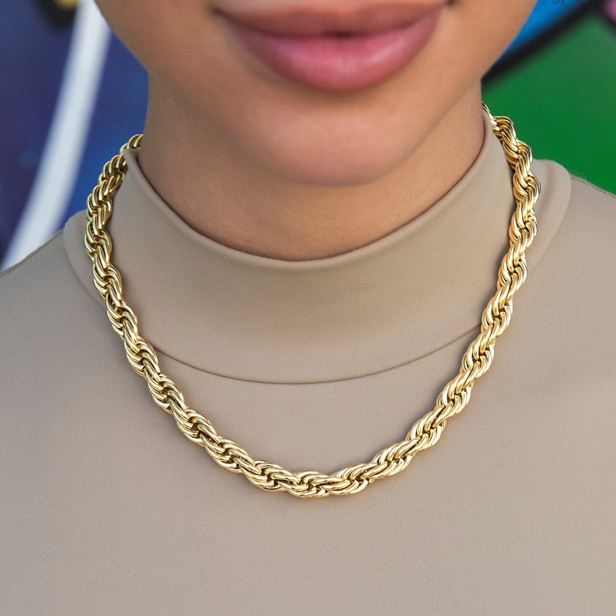 GLD Rope Necklace in Yellow Gold- 8mm