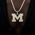 Large University of Michigan Wolverines Official NCAA Logo Pendant in Yellow Gold