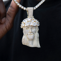 Large Diamond Portrait of Jesus Pendant in Yellow Gold