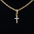Iced Micro Cross Clip On Pendant in Yellow Gold