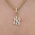 New York Yankees Official MLB Micro Logo Clip On Charm Pendant in Yellow Gold