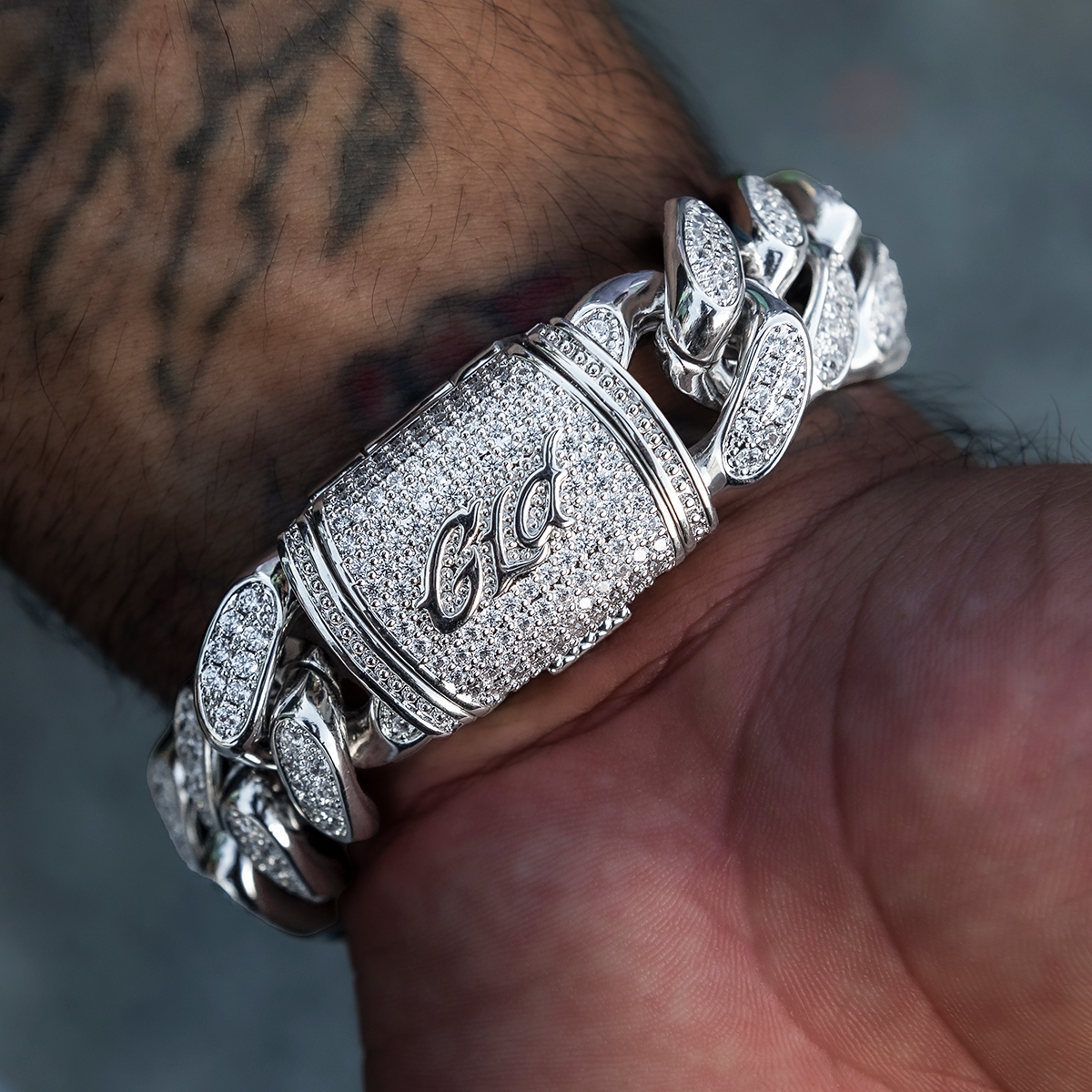 GLD Diamond Cuban Link Bracelet in White Gold- 19mm