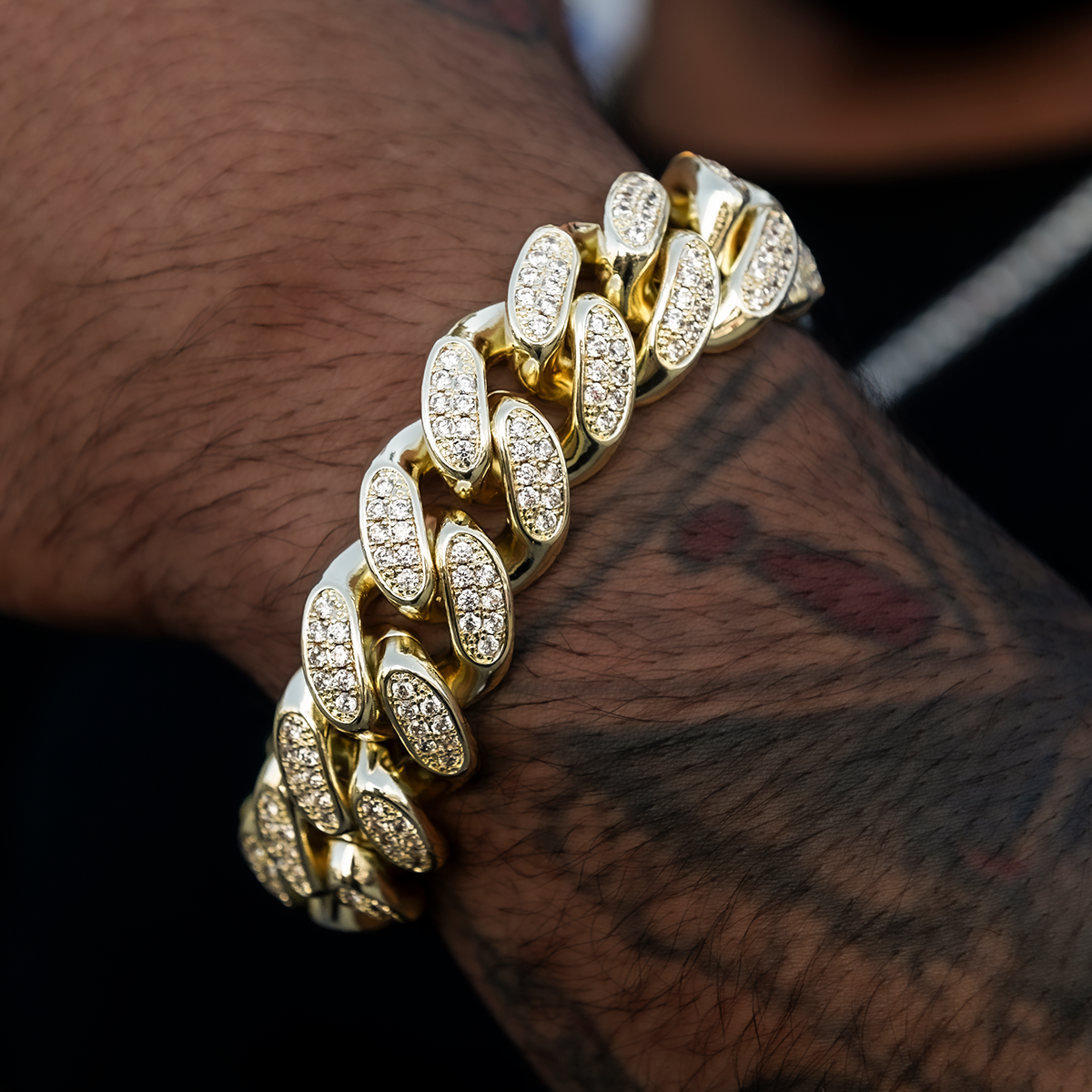 GLD Diamond Cuban Link Bracelet in Yellow Gold- 19mm