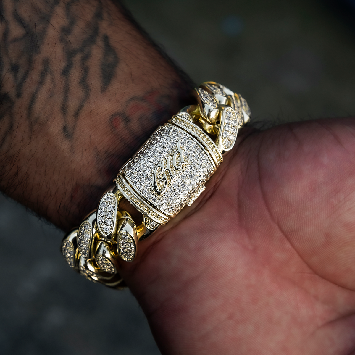 GLD Diamond Cuban Link Bracelet in Yellow Gold- 19mm