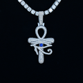 Large Diamond Eye of Horus Ankh Pendant in White Gold