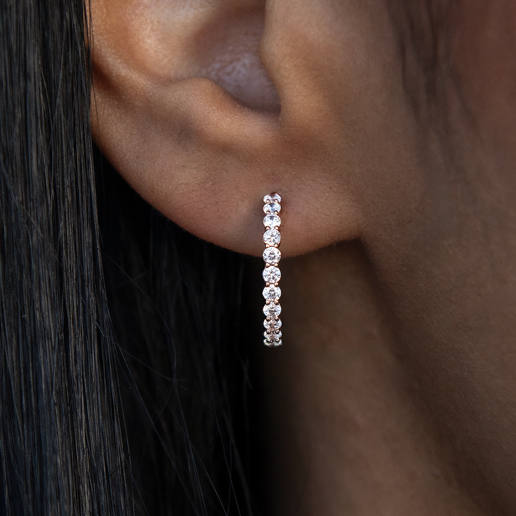 Eternity Hoop Earrings in Rose Gold-2MM