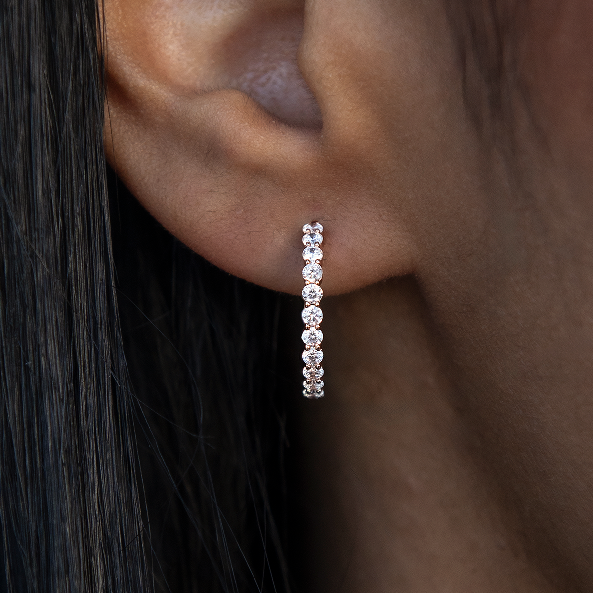 Eternity Hoop Earrings in Rose Gold-2MM