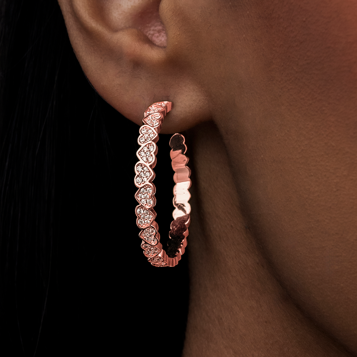 GLD Eternity Heart Hoop Earrings - Rose Gold