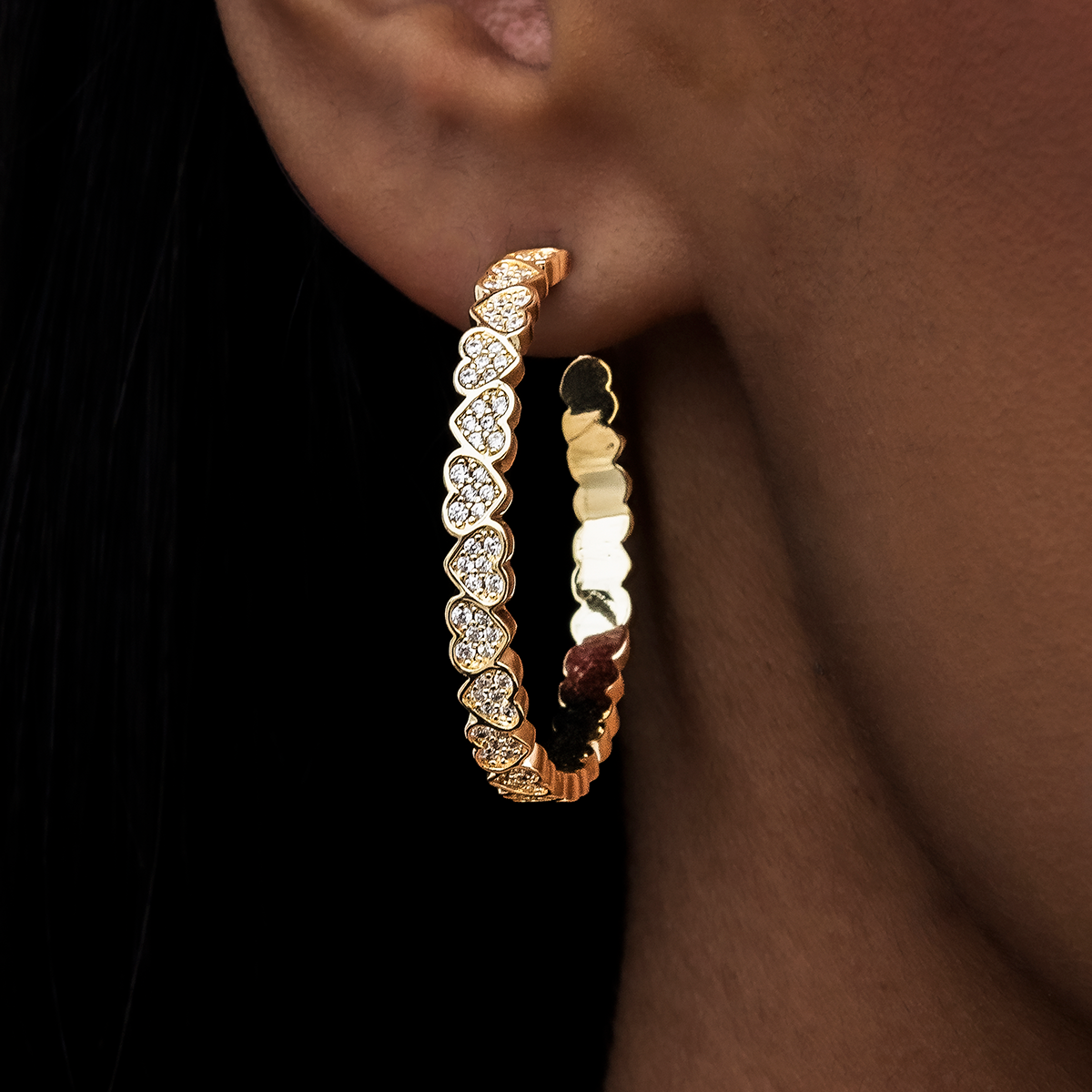 GLD Eternity Heart Hoop Earrings - Yellow Gold