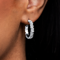 GLD Eternity Heart Hoop Earrings - White Gold