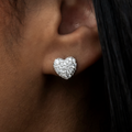 GLD Heart Pave Stud Earrings - White Gold