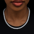 Heart Diamond Tennis Necklace in White Gold- 6mm