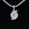 Portland Trail Blazers Official NBA Micro Logo Pendant in White Gold