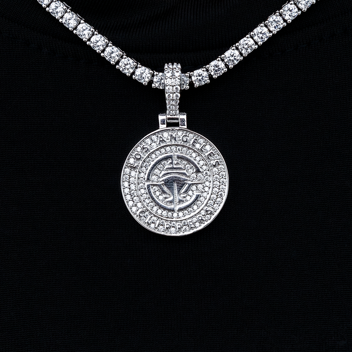 Los Angeles Clippers Official NBA Micro Logo Pendant in White Gold