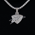 Oklahoma City Thunder OKC Official NBA Micro Logo Pendant in White Gold