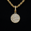 Pave Basketball Clip On Charm Pendant in Yellow Gold