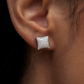 Diamond Pave Cushion Cut Stud Earrings in White Gold