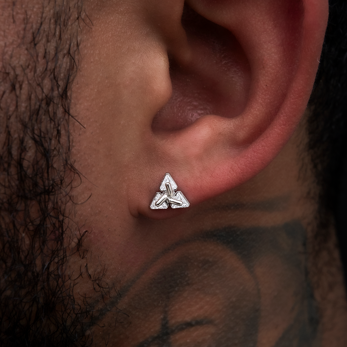 GLD Diamond Triangle Stud Earrings - White Gold