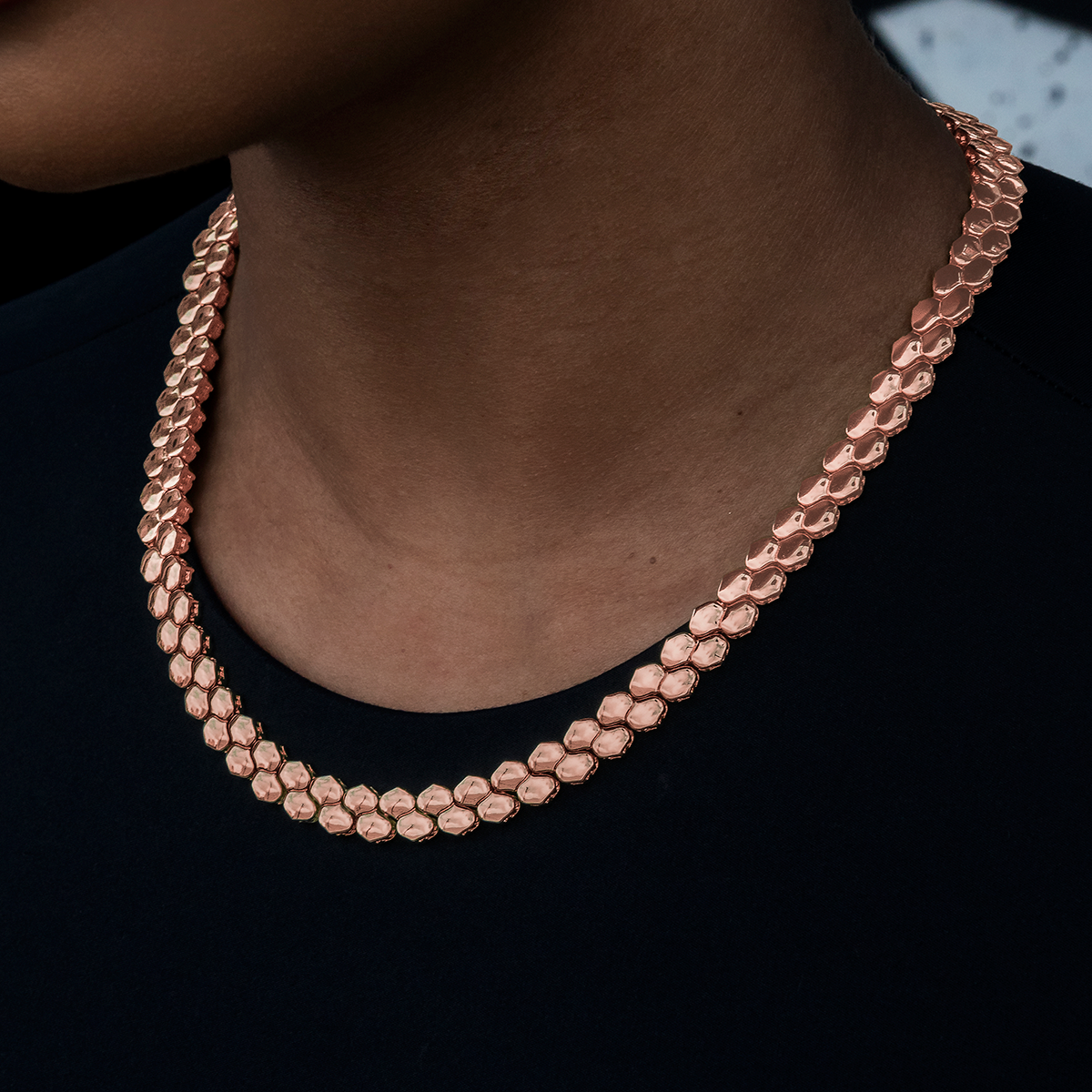 Flat Snake Link Necklace in Rose Gold -4mm
