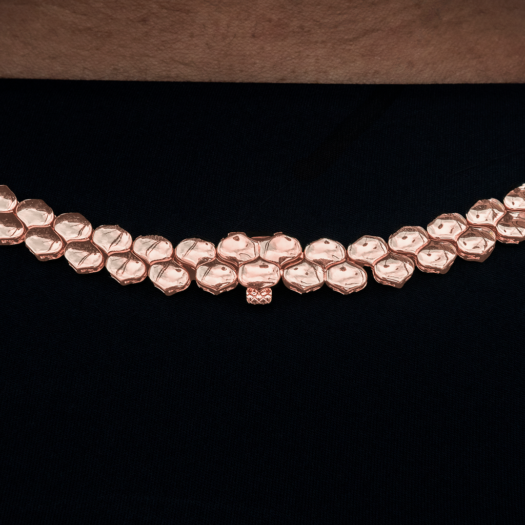 Flat Snake Link Necklace in Rose Gold -4mm
