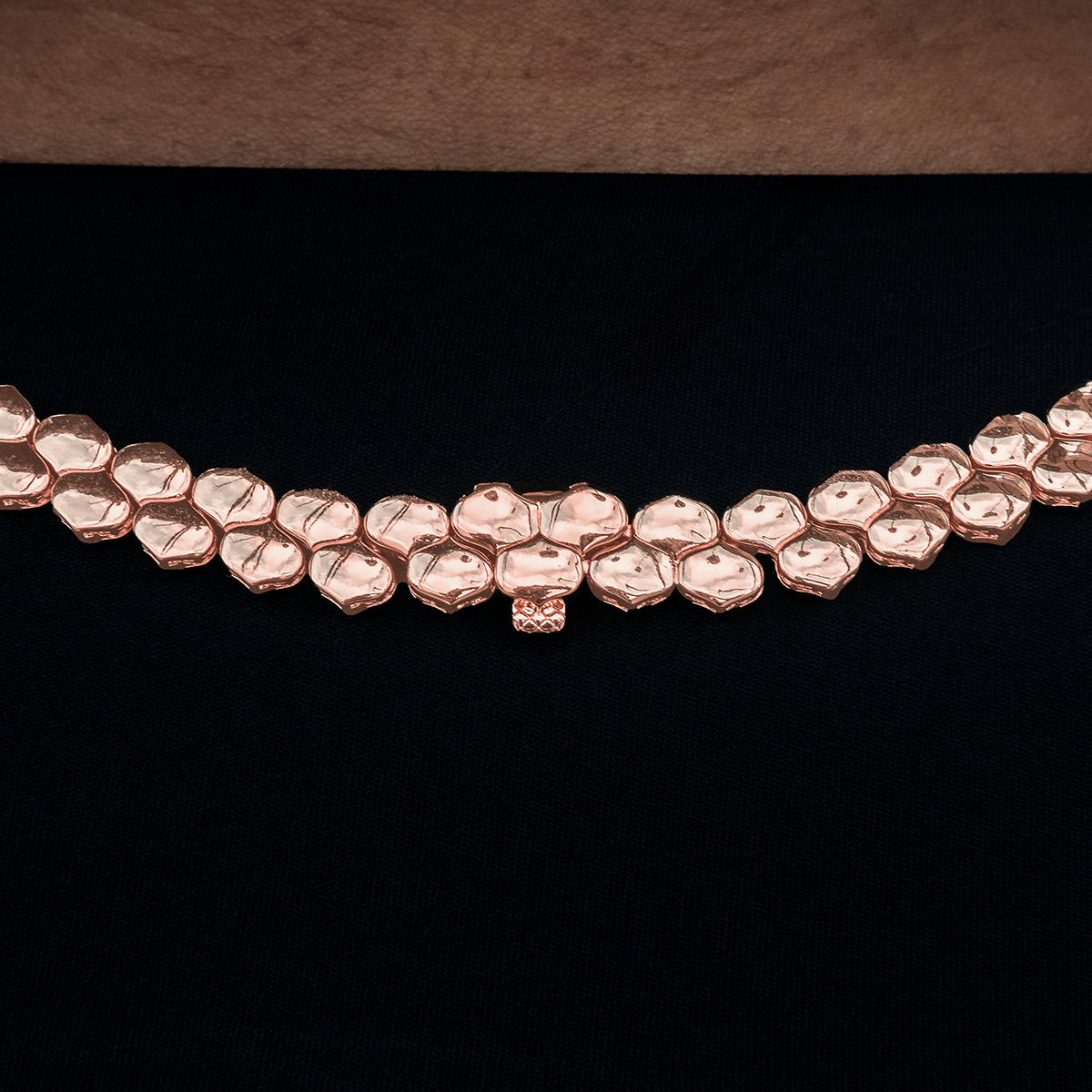 Flat Snake Link Necklace in Rose Gold -4mm