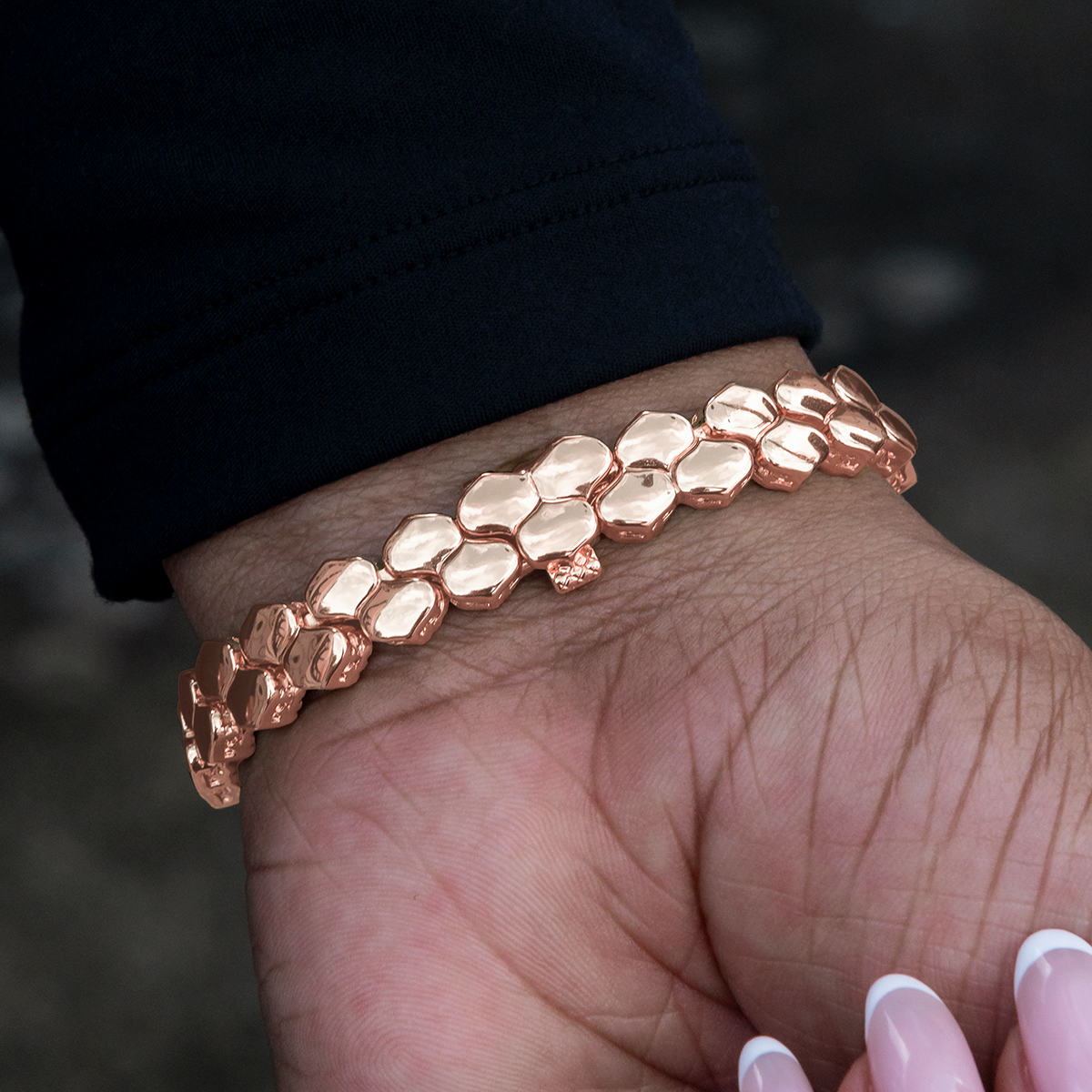 Flat Snake Link Bracelet in Rose Gold-4mm