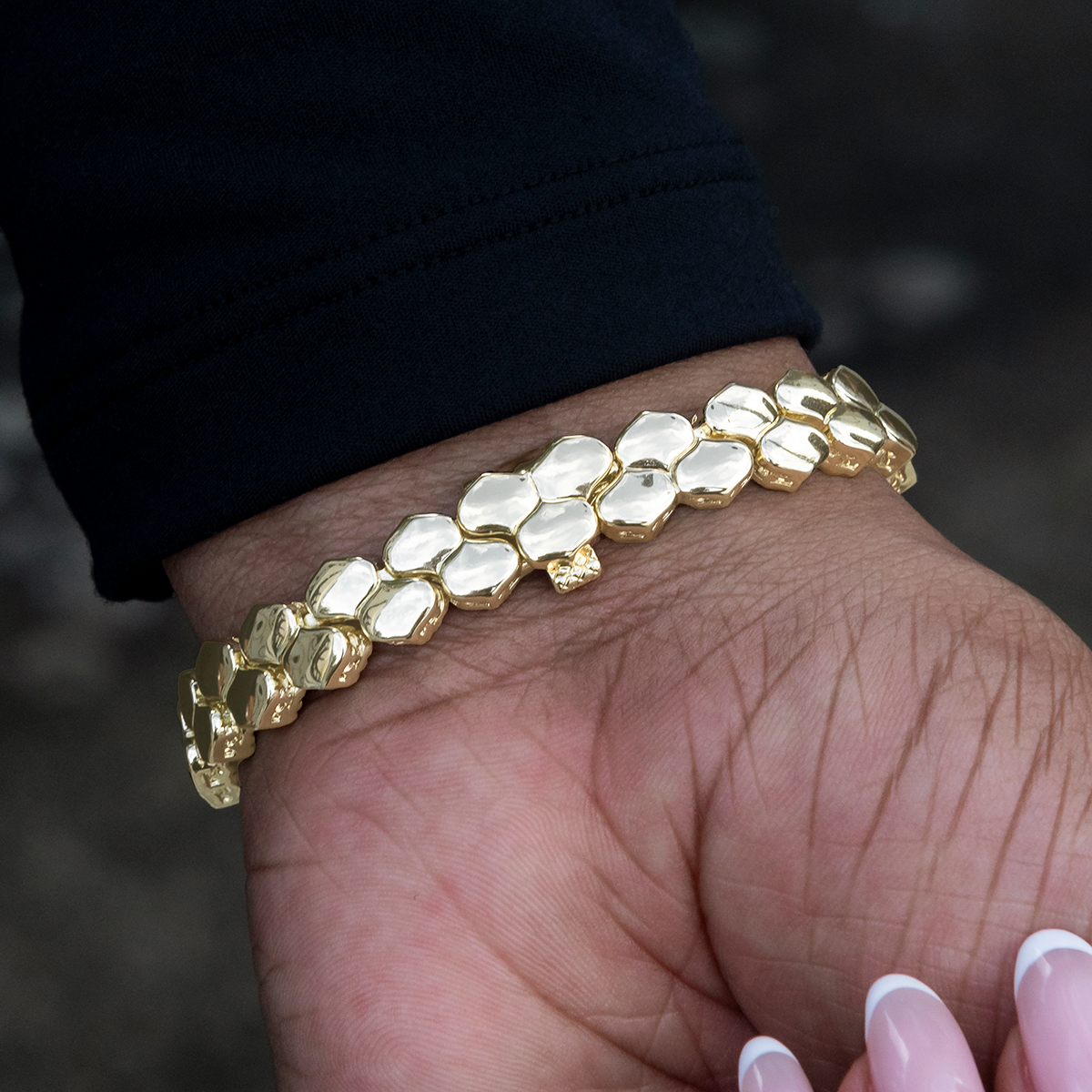 Flat Snake Link Bracelet in Yellow Gold-4mm