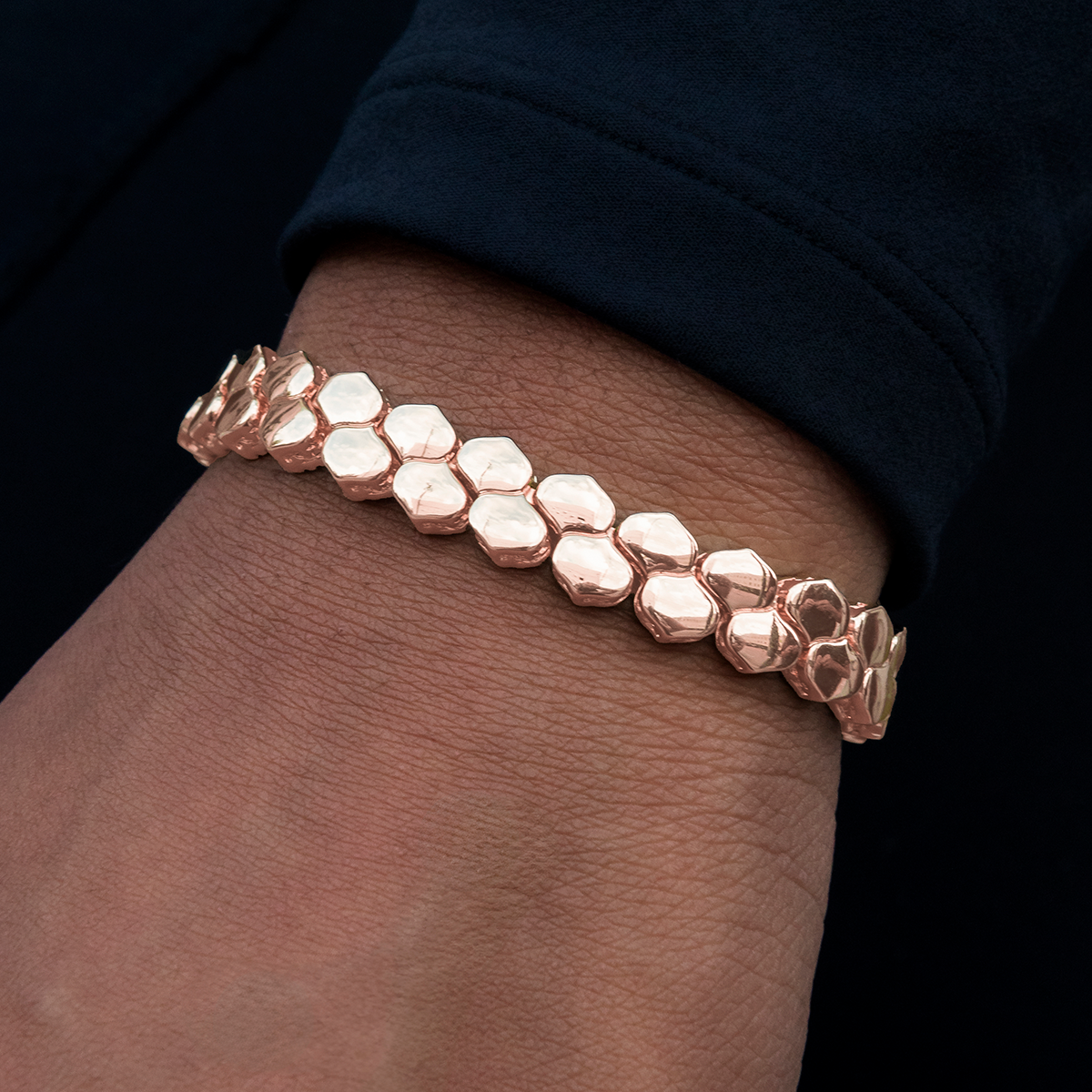 Flat Snake Link Bracelet in Rose Gold-4mm
