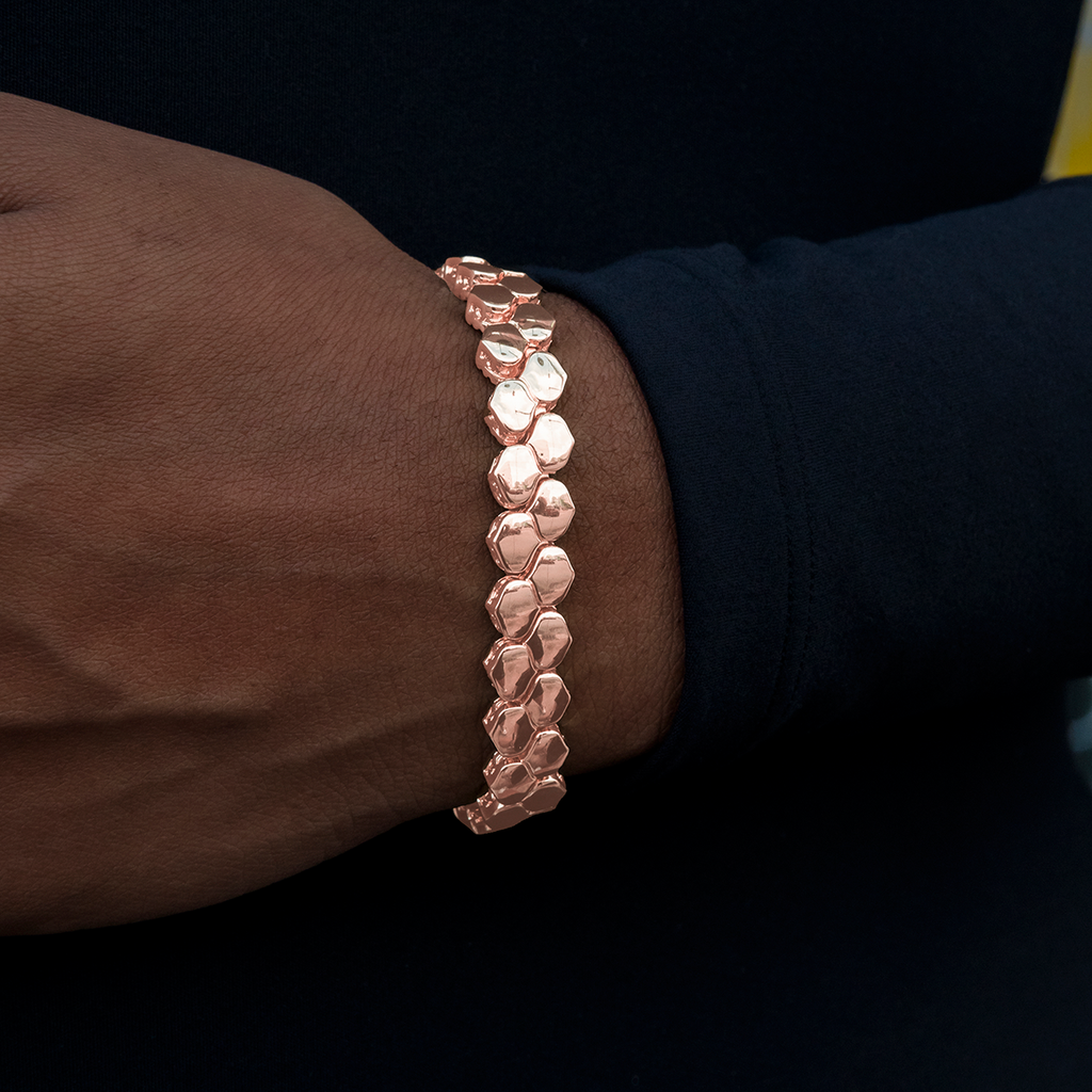 Flat Snake Link Bracelet in Rose Gold-4mm
