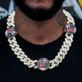 Miami Heat Official NBA Diamond Prong Cuban Chain in Yellow Gold- 25mm