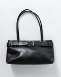 Brushed Belt Detail Baguette Bag